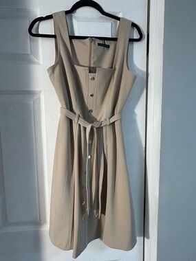 Tommy Hilfiger Khaki Button-Front Tie-Waist Midi Dress